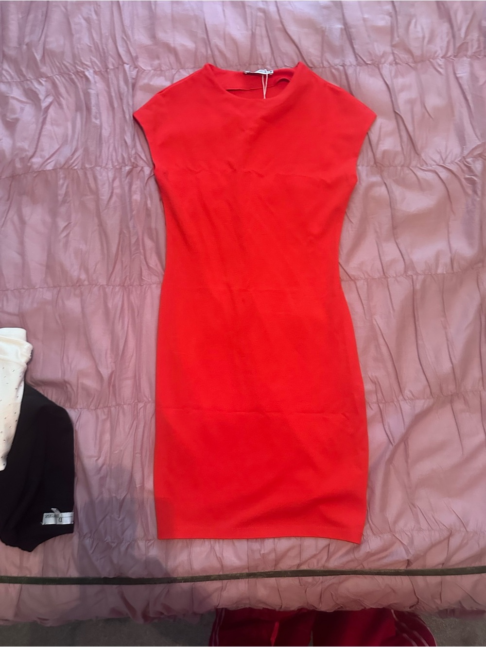 Zara Bold Red Cap-Sleeve Mini Dress